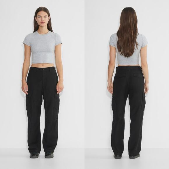 Aritzia TNA Black Supply Cargo Pants Baggy Mid Rise Womens Size 8 - Picture 1 of 9